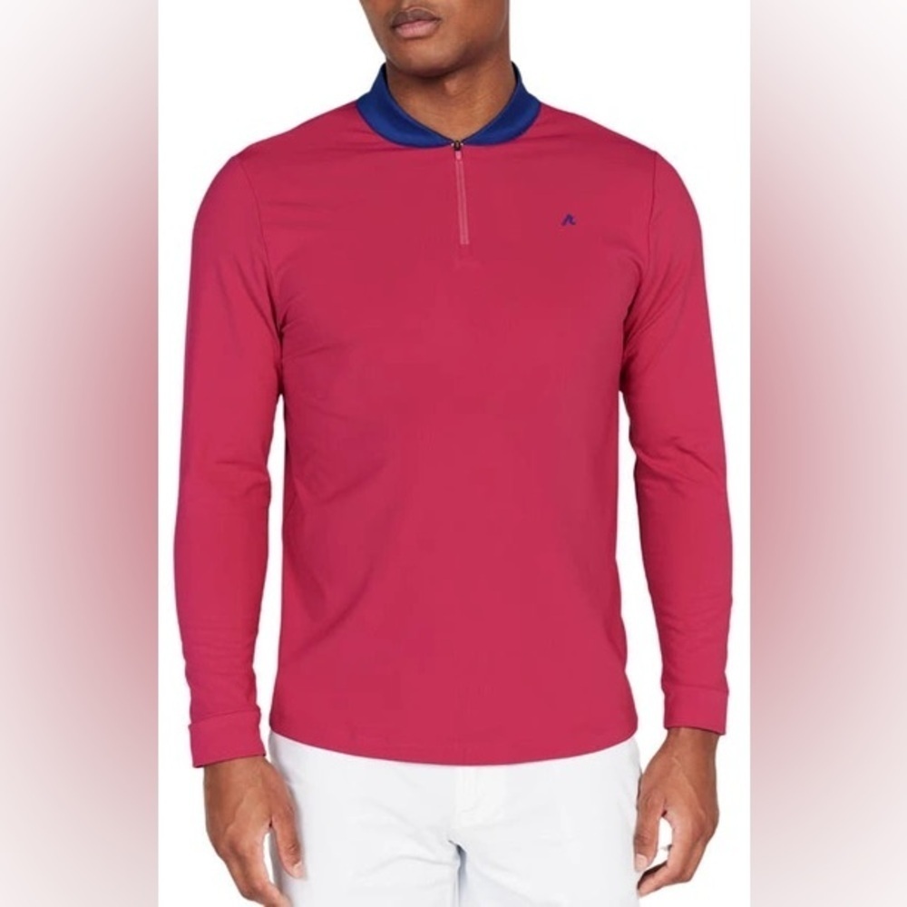 REDVANLY Briar Contrast Collar Quarter Zip Pullover St. Barth Golf Logo (M2)